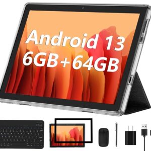 2023 Android 13 Pill – New 10-Inch Machine with 6GB RAM, 64GB Storage, Expandable As much as 1TB, Quad-Core Processor, 2-in-1 with Keyboard and Mouse, WiFi 6, Bluetooth, GMS…