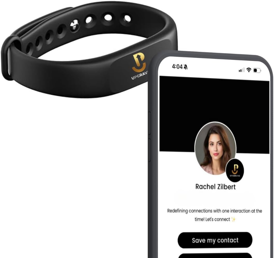 Digital Enterprise Card Wristband – Faucet to Share NFC Tag & QR Code – Works with iPhone & Android – No App or Subscription Wanted (Black)