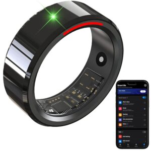 Sensible Well being Monitoring Ring with Sleep Monitoring, Coronary heart Fee and Oxygen Monitoring, 5ATM Waterproof Design, Bluetooth Connectivity, Respiration Gentle Reminder, Extremely Lengthy Battery Life