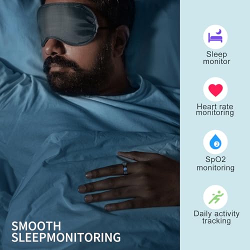 Superior Health Monitoring Ring with Sleep Monitoring, Coronary heart Charge and Oximetry Options, 5ATM Waterproof, Appropriate with iOS and Android (Deep Gray, Dimension 11)